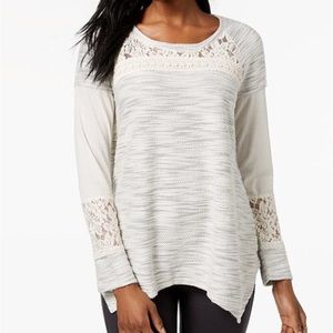 Style & Co Lace Contrast Knit Top